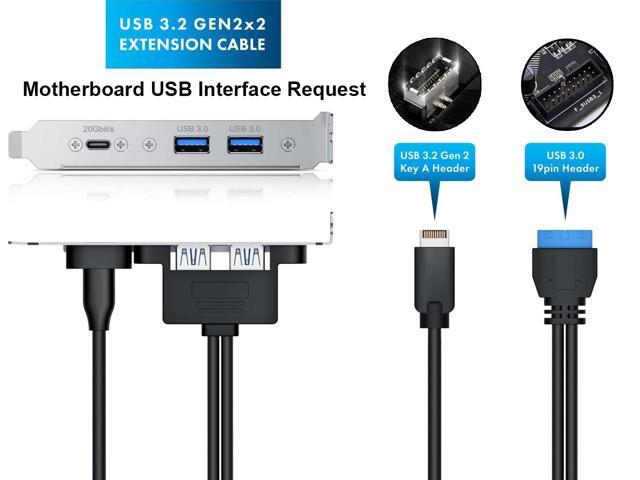 20Gbps USB 3.2 USB-C and 2x USB-A 5Gbps Adapter Cable, Internal USB 3.2 Type-E A Key and USB 3.0 19Pin Motherboard Header to Type-C Female...