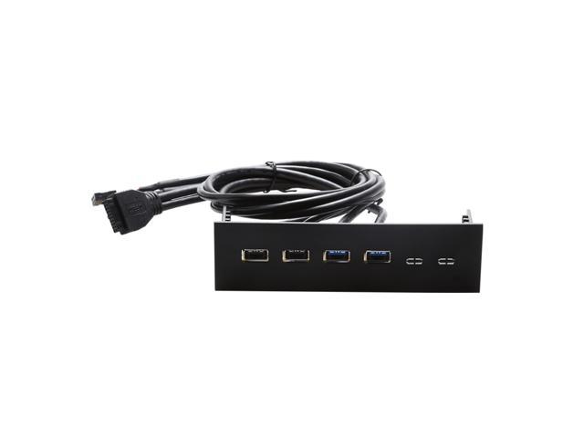 PC computer 5.25 inch front panel USB Port Hub Splitter 2 Ports USB 3.0 & 2 Ports USB 2.0,60CM Cable of USB Type A Female to motherboard -Black.