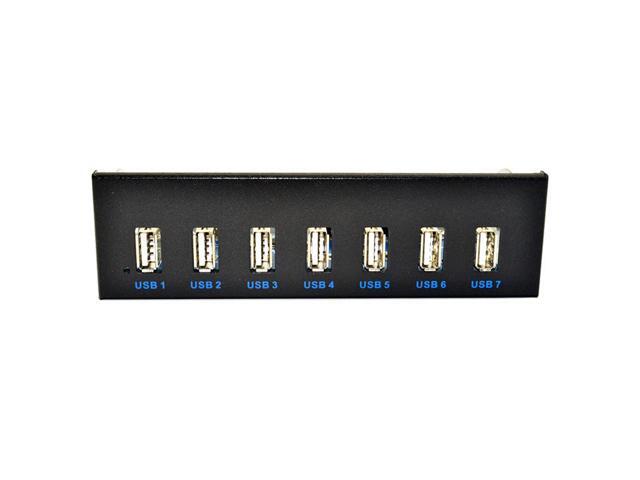 7 Port USB 2.0 5.25' Internal CD-ROM Bay Front Panel USB Hub,7 x USB 2.0 Type A Female to Motherboard USB 10 pin Hub Splitter Adapter w/ 5.25 inch.