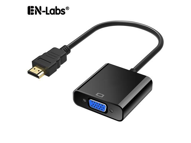 Enlabs ADHD2VGAABK 8 inch HDMI-compatible to VGA, Gold Plated High-Speed 1080P Active HDTV to VGA adapter Converter Male to Female with 3.5mm.
