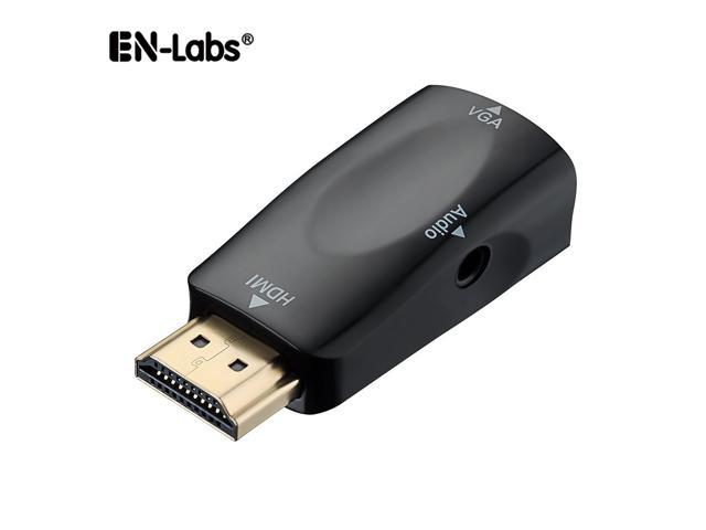 EnLabs CNHD2VGABK Gold-Plated HDMI-compatible to VGA Converter Adapter w/ 3.5mm Audio Port for PC, Laptop, DVD, Desktop and other HDMI-compatible.