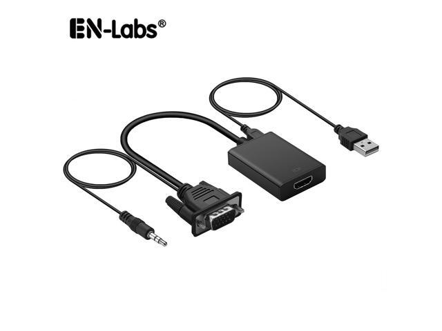 EnLabs VGA2HDPT Aluminum Case VGA Male to HDMI Female Adapter Converter w/ 3.5mm Audio Cable and Micro USB Charging Cord for HDTV,Monitor,DVD...