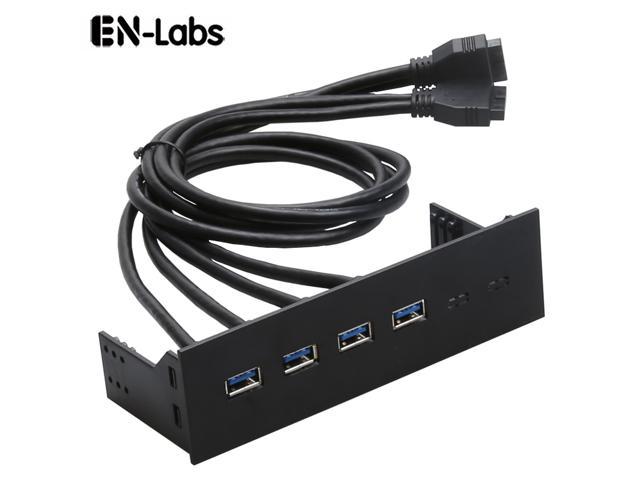 EnLabs FP525U34PL PC Case 5.25 inch front panel 4 Ports USB 3.0 USB Hub, Dual 60CM 2 x USB 3.0 Type A Female to Motherboard 20pin Splitter Cables.