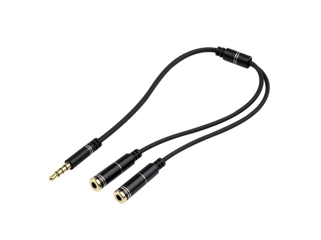 Audio Cable 3.5mm Jack Headphone Microphone Splitter,4 Pole Male to 2 Female Headset+ Mic Aux Extension Adapter for Android Phone & iPhone