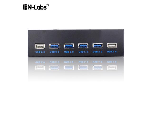 EnLabs FP525U22U34M PC Case 5.25 inch front panel 6 Ports USB Hub,4 Ports USB 3.0 & 2 Ports USB 2.0,2.6ft USB Type A Female to motherboard Adapter.