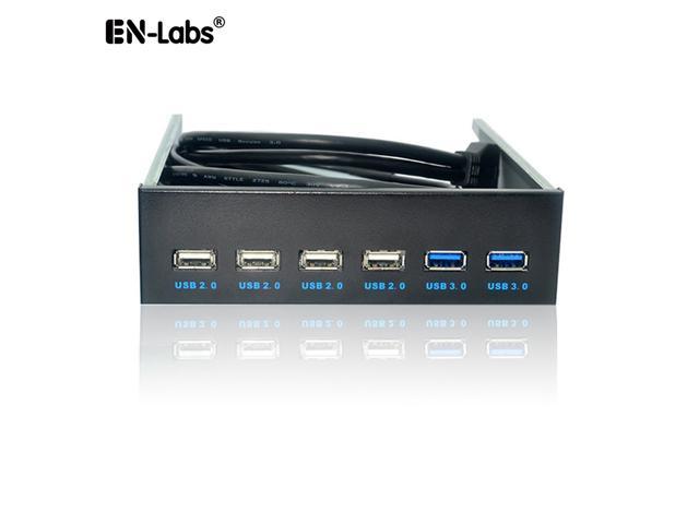 EnLabs FP525U24U32M PC Case 5.25 inch front panel 6 Ports USB Hub,2 Ports USB 3.0 & 4 Ports USB 2.0,2.6ft USB Type A Female to motherboard Adapter.