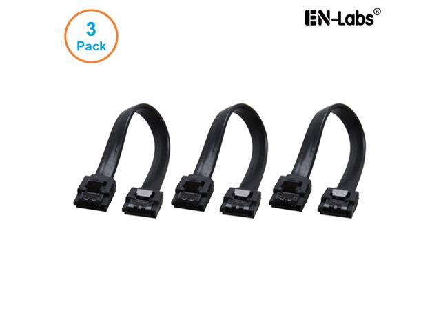 EnLabs 3PKSATAIII6BK 3 Pack SATA 3.0 6Gbps Straight HDD SDD Data Cable w/ Locking Latch - Black - 6 inch