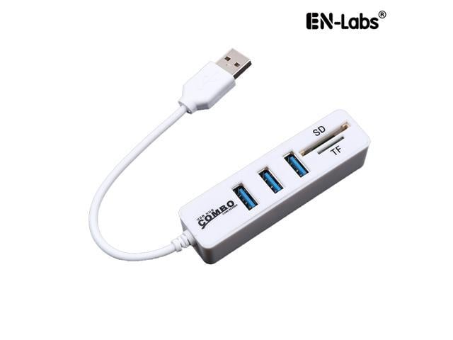 EnLabs U2HUB3PSDCR 3 Ports USB 2.0 Hub Combo SD/TF Card Reader, Portable USB 2.0 Hub with T-Flash/SD card reader combo for laptop, camera