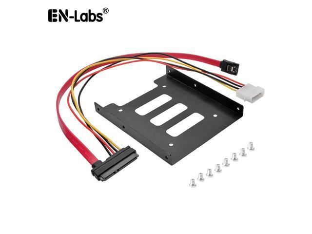 EnLabs 25TO35MAKIT 2.5' to 3.5' SSD HDD Metal Mounting Bracket Adapter Hard Drive Holder for PC SSD w/ 1.3ft SATA & Power Combo Cable