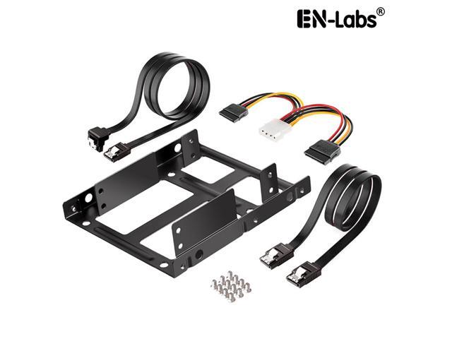 EnLabs 2X25TO35MAKIT Metal Dual 2.5' to 3.5' Hard Drive Bay Mounting Bracket w/ SATA Data Cable and Power Adatepr Cable- 2 X 2.5' to 3.5' HDD / SSD...