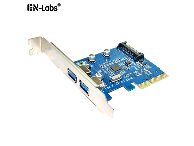 USB3.1(10Gbps) PCI-E 4X Expansion Card Adapter EnLabs USB3.1(GEN2) Type-A 2-Port UASP PCI Express Card w/ SATA Power Connector - 10Gb/s ASM1142...