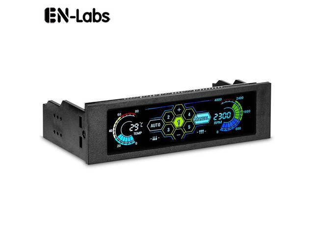 EnLabs 525FPFANCON5D 5.25" Touchscreen LCD 5 Way Fan Speed Controller-PC Computer Cooling Temperature Controller Front Pane w/ Temperature Monitor.