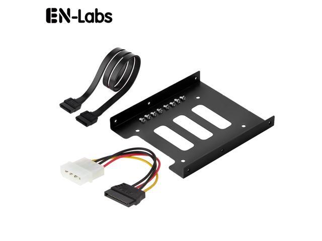 2.5 to 3.5 SSD Hard Drive Adapter Metal Mounting Bracket Converter w/ 18 ' SATA Data Cable and 6" Molex 4-pin to SATA 15-pin Power Cable Combo Kit