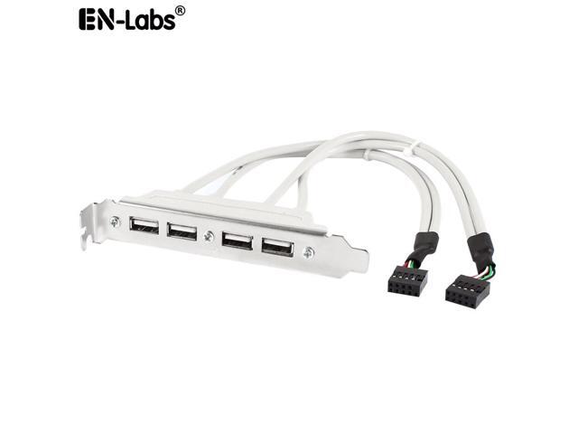 EnLabs 4 Port USB 2.0 Bracket Cable,Dual Motherboard USB 2.0 9pin to 2 x Female Adapter Splitter Cable w/ Full-Profile PCI Slot Cover - (1ft/30CM,...