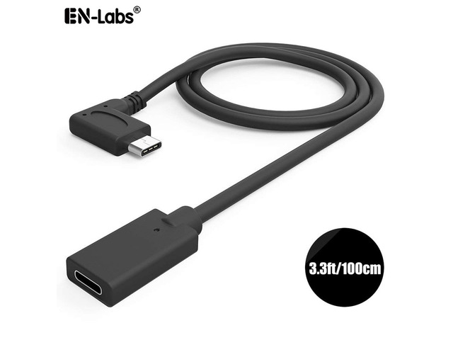 EnLabs USB10GCMF1M90 USB Type C Male to Female Adapter,USB-C USB 3.1 Type-C Right & Left Angled 90 Degree Male to Female 3A/10Gbps Extension Cable...