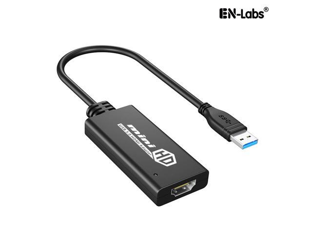 EnLabs ADU3TOHDMI USB to HDMI Adapter, 1080P HD Audio Video Cable Converter, USB 3.0 to HDMI for Multiple Monitors, Compatible with Windows.