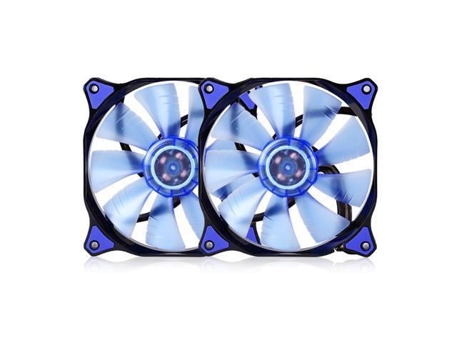 2-Pack 120mm Computer Cooling Case Fan,4 Ultra-Bright LED Lights, 9-Blade 12CM Fan Cooler Powered by 4 Pin Molex or Motherboard 3 Pin - Single Blue.