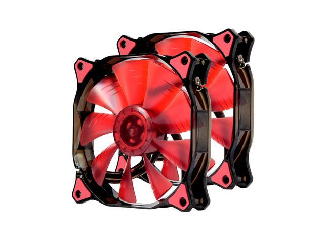 2-Pack 120mm Computer Cooling Case Fan,4 Ultra-Bright LED Lights, 9-Blade 12CM Fan Cooler Powered by 4 Pin Molex or Motherboard 3 Pin - Single Red LED