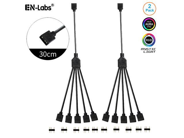 EnLabs 2 Pack 1-to-5 3 Pins Addressable RGB Splitter Y Cable,LED Strip RGB Case Fans 5 Way RGB Hub Compatible with ASUS Aura Sync / Gigabyte RGB...