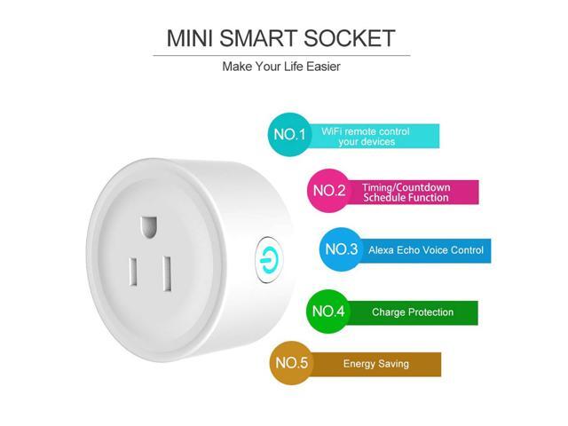 Smart Plug WiFi Outlet Socket Compatible with Amazon Alexa for Google Home App/IFTTT, Smart Life APP Remote Control Socket Timer/ON/OFF Light/Home...