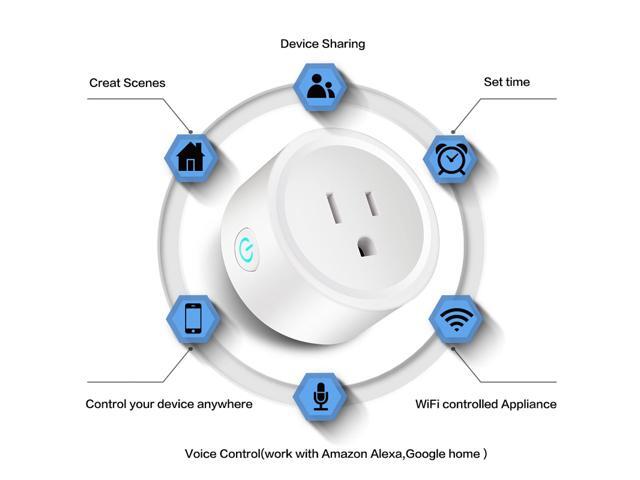 Smart Plug WiFi Outlet Socket Compatible with Amazon Alexa for Google Home App/IFTTT, Smart Life APP Remote Control Socket Timer/ON/OFF Light/Home...