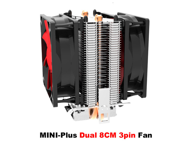 2x6mm Copper heatpipe Heatsink with Dua 80mm 3pin Fan CPU Cooler Radiator for AMD Socket 754/939/AM2/AM2+/AM3/FM1 Intel LGA 775/1156/1155/115X