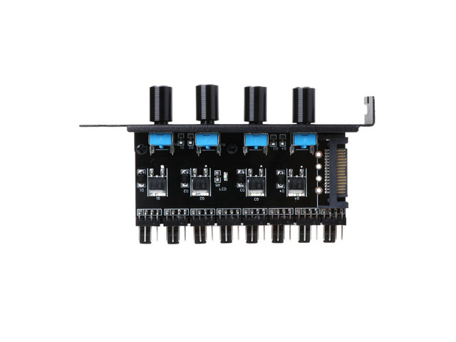 Enlabs PCIFANCO8SPR 8 Channel 3-pin 4pin Fan speed Controller w/ OFF Switch - 8 Fans RPM Speed Reduce Regulator by 4 Knobs w/ PCI Slot Cover - SATA...