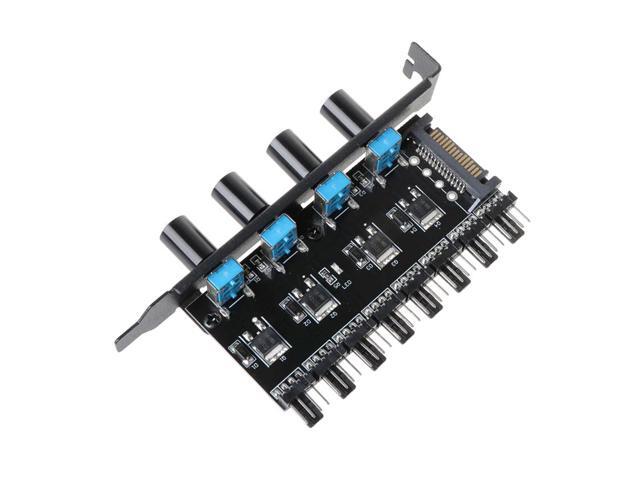 Enlabs PCIFANCO8SPR 8 Channel 3-pin 4pin Fan speed Controller w/ OFF Switch - 8 Fans RPM Speed Reduce Regulator by 4 Knobs w/ PCI Slot Cover - SATA...
