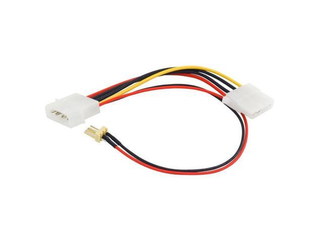 8 inch Molex 4pin to 3pin TX3 CPU / Case Fan Male Power Adapter Converter Cable w/ 4inch Molex 4pin Female Extension Port Saver