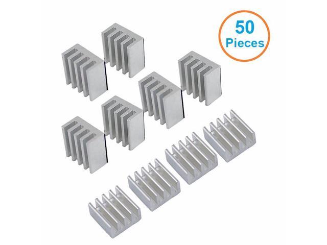50pcs/lot Aluminum Heatsink 8.8*8.8*5mm Electronic Chip Radiator Cooler w/ 3M9448a Thermal Double Sided Adhesive Tape for IC,3D.