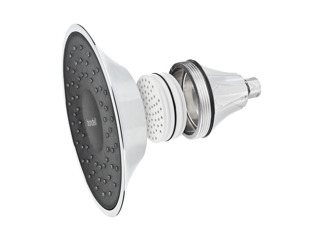 VivaSpring Filtered Shower Head Chrome Finish with Obsidian face and Wide Rain Spray for softer skin and hair 6 month filter FF-15 ...