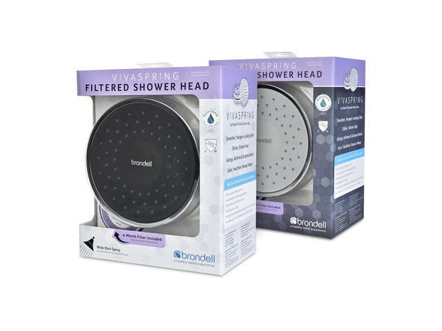 VivaSpring Filtered Shower Head Chrome Finish with Obsidian face and Wide Rain Spray for softer skin and hair 6 month filter FF-15 ...