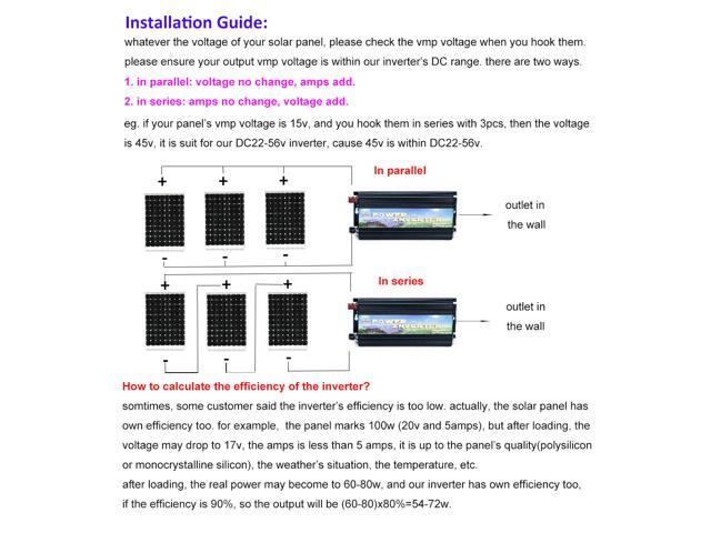 Solinba 500w on grid tie pure sine wave power inverter DC22-56v to AC 90-130v, 46-65Hz, USA plug, black color