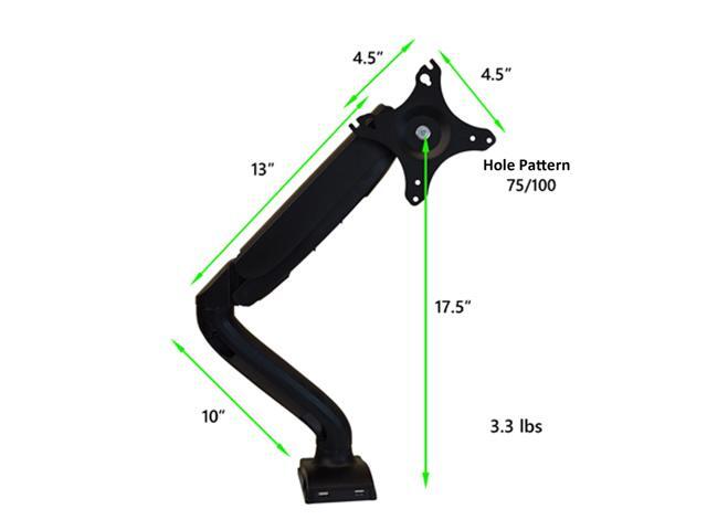 Single Computer Monitor Arm with 2 USB Ports adjustable height universal mount lcd holder sit stand-up standing desk accessory organizer one screen...