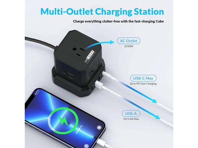 Cube Power Strips with Surge Protection, 10ft Extension Cord with Multiple Outlets, 5 AC Plugs + 3 USB + 1 USB-C Fast Charging Power Strip with USB...