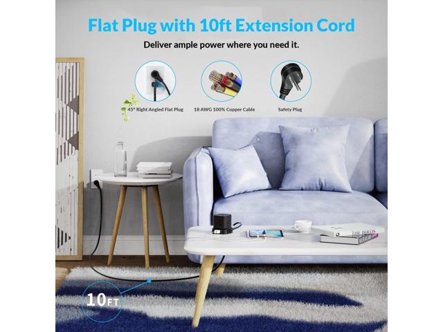 Cube Power Strips with Surge Protection, 10ft Extension Cord with Multiple Outlets, 5 AC Plugs + 3 USB + 1 USB-C Fast Charging Power Strip with USB...