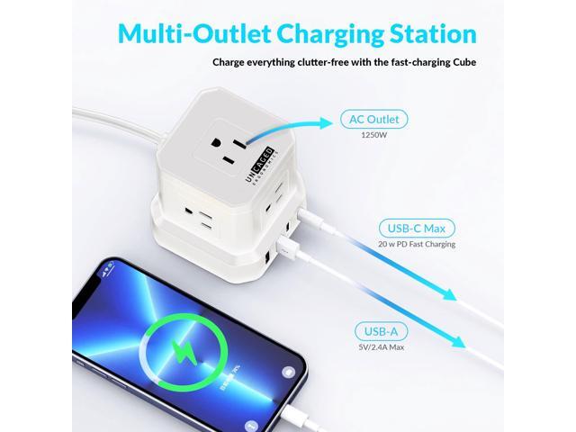 Cube Power Strips with Surge Protection, 10ft Extension Cord with Multiple Outlets, 5 AC Plugs + 3 USB + 1 USB-C Fast Charging Power Strip with USB...