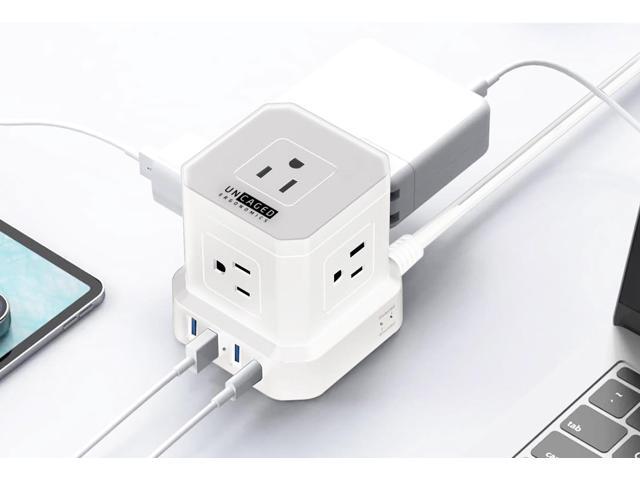 Cube Power Strips with Surge Protection, 10ft Extension Cord with Multiple Outlets, 5 AC Plugs + 3 USB + 1 USB-C Fast Charging Power Strip with USB...