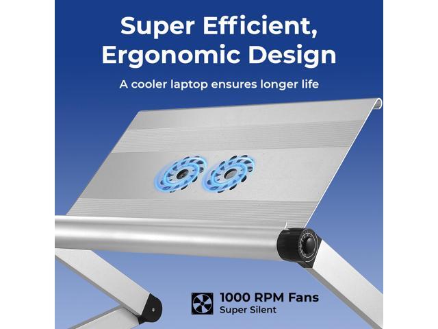 WorkEZ Executive Laptop Cooling Stand Adjustable Laptop Desk for Bed foldable laptop stand with FAN USB Ports computer lap desk for laptop holder...