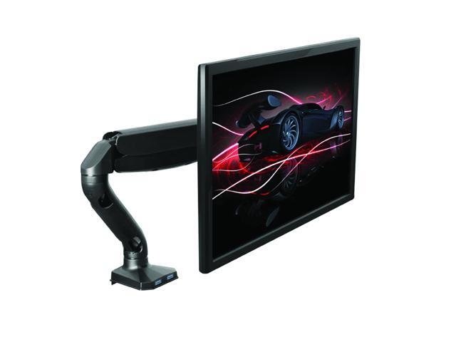 Single Computer Monitor Arm with 2 USB Ports adjustable height universal mount lcd holder sit stand-up standing desk accessory organizer one screen...