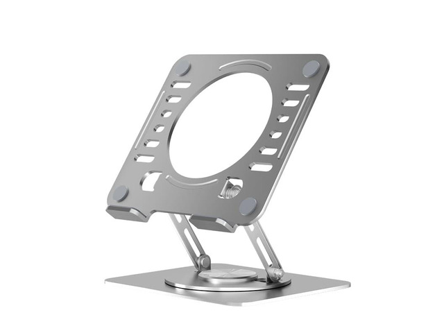 Adjustable Swivel Laptop Stand for Desk - 360° Rotating Steel Laptop Riser with Height & Tilt, Fits up to 16 Inches