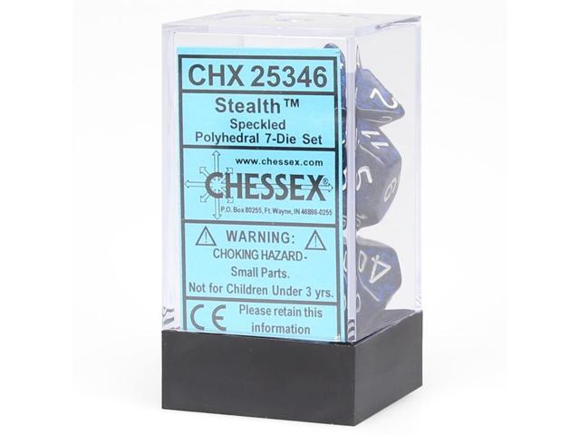 Polyhedral Dice Speckled Stealth 7ct High Quality Chessex Manufacturing