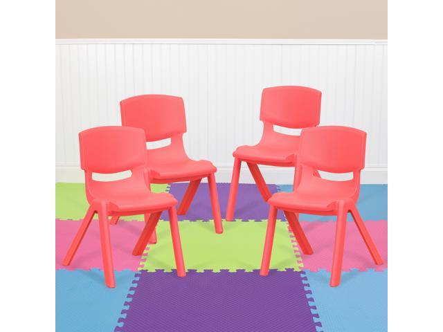 Photos - Chair Flash Furniture 4 Pack Red Plastic Stackable School  with 10.5" Seat Height 4-YU-YCX4 