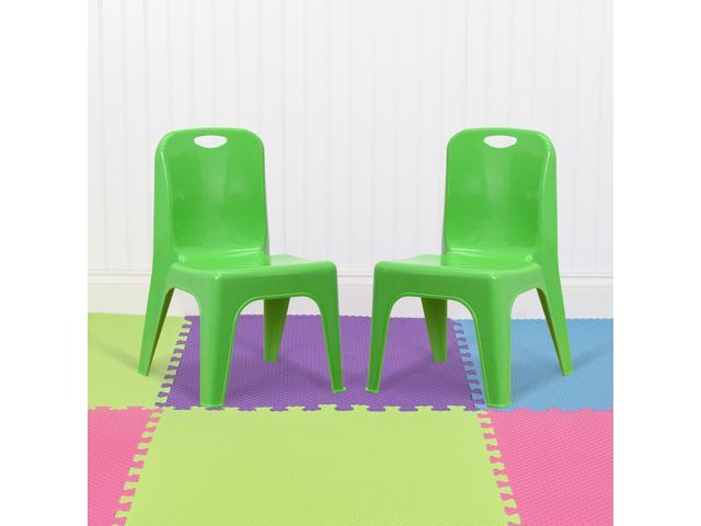 Photos - Chair Flash Furniture 2 Pack Green Plastic Stackable School  with Carrying Handle and 11' S 