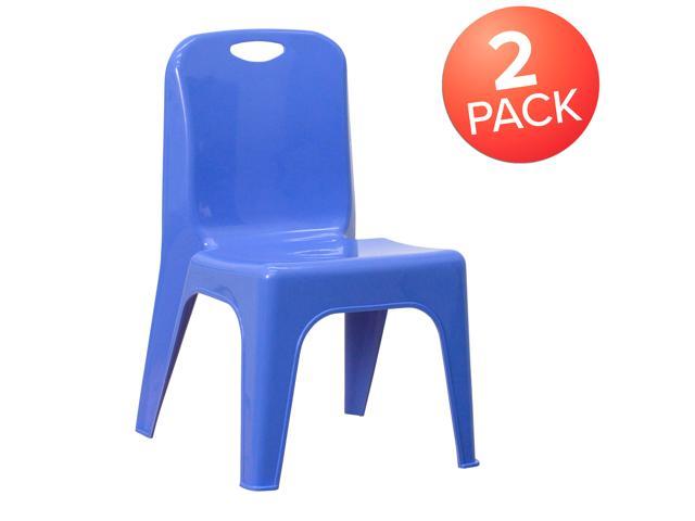 Photos - Chair Flash Furniture 2 Pack Blue Plastic Stackable School  with Carrying Handle and 11' Se 