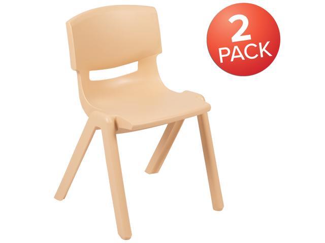 2 Pack Natural Plastic Stackable School Chair with 13.25' Seat Height