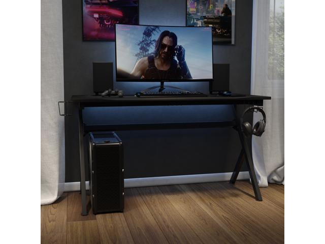 55' x 24' Extra Large Gaming Desk with Headphone Hook and Cup Holder - Free Mouse Pad