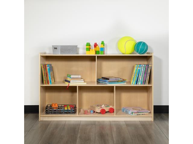 Wooden 5 Section School Classroom Storage Cabinet for Commercial or Home Use - Safe, Kid Friendly Design - 30'H x 48'L (Natural)