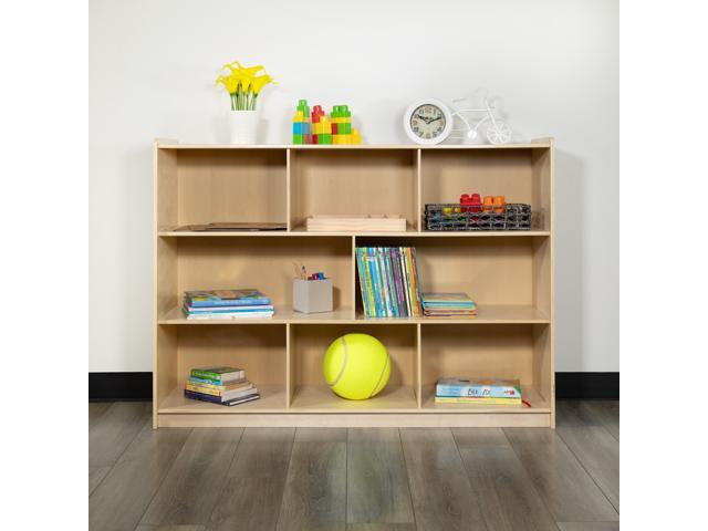 Wooden 8 Section School Classroom Storage Cabinet for Commercial or Home Use - Safe, Kid Friendly Design - 36'H (Natural)