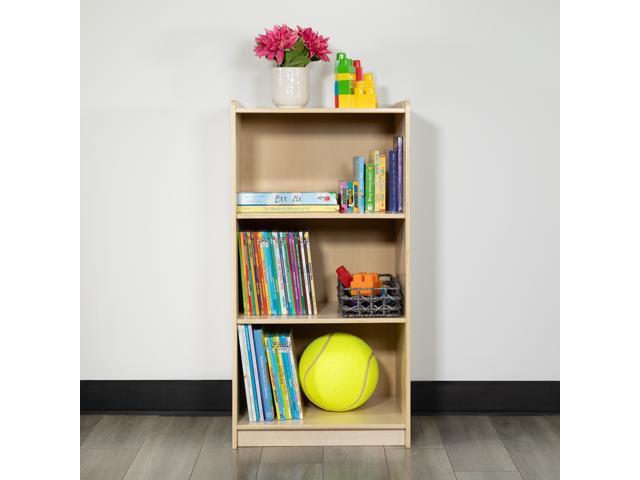 Wooden 3 Section School Classroom Storage Cabinet for Commercial or Home Use - Safe, Kid Friendly Design - 36'H (Natural)